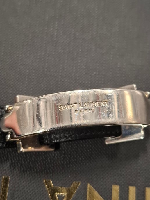 Saint Laurent Monogramm-Armband aus schwarzem Leder - Image 1
