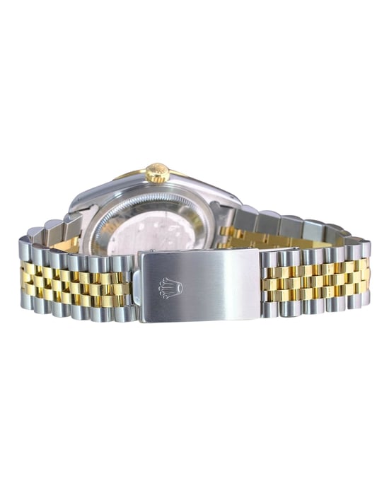 Rolex Datejust Herrenuhr, 2-farbig, blaues Diamantzifferblatt, 18 Karat, geriffelte Lünette, 36 mm, 16233 - Image 3
