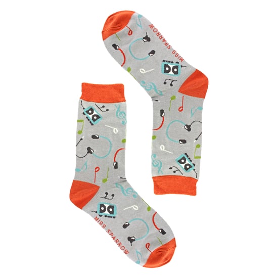 Damen Retro Musik Muster Bamboosocken - Image 3