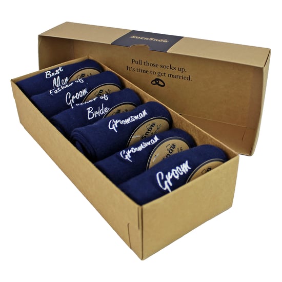 6 Paar Herren Hochzeitsstrümpfe in Schwarz und Marine mit Geschenkbox - Image 2