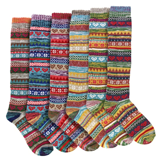 6 Paar Damen Kniestrümpfe mit Nordischen Mustern - Image 4