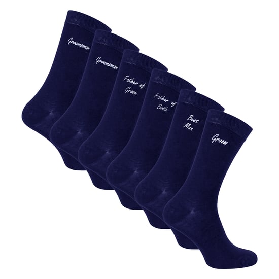6 Paar Herren Hochzeitsstrümpfe in Schwarz und Marineblau mit Geschenkbox - Image 1