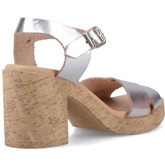 Hush Puppies Georgia Cork Damen Silberne Ledersandalen - Image 2