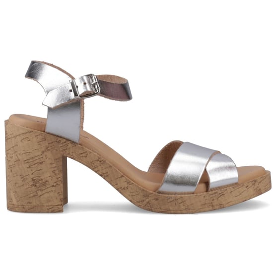 Hush Puppies Georgia Cork Damen Silberne Ledersandalen - Image 5