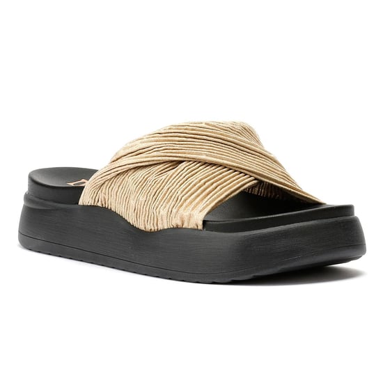 Desert Fleur Gabbro Satin Damen Sandalen In Gold - Image 2