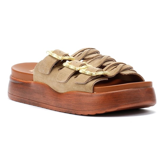 Desert Fleur Gypsum Damen Sandalen Aus Veloursleder In Beige - Image 2