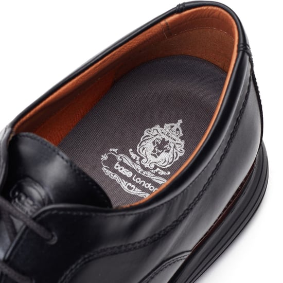 Base London Wing Leder Herrenschuhe in Schwarz Oxford Stil - Image 6