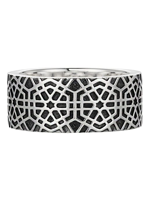 cai Ring 925/- Sterling Silber oxidiert-poliert Mosaik - Image 1