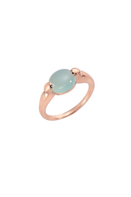 Jamelli Ring Silber 925 rosé-vergoldet mit echtem Paraiba Chalcedon 10x8mm - Image 1
