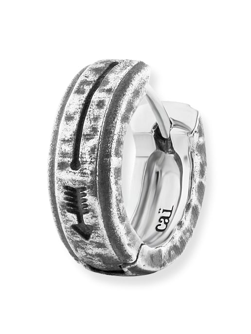 cai Single-Ohrring 925 Sterling Silber rhodinert matt oxidiert - Image 1