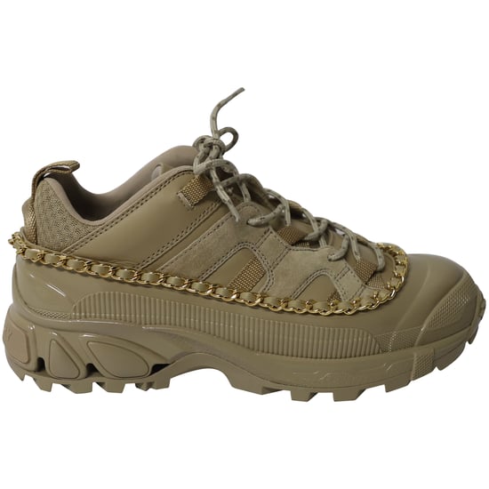 Burberry „Arthur“-Sneaker mit Goldkette aus khakifarbenem Leder - Image 1