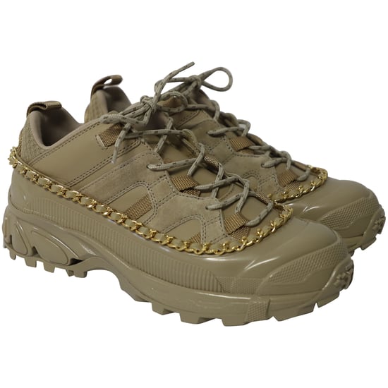 Burberry „Arthur“-Sneaker mit Goldkette aus khakifarbenem Leder - Image 3