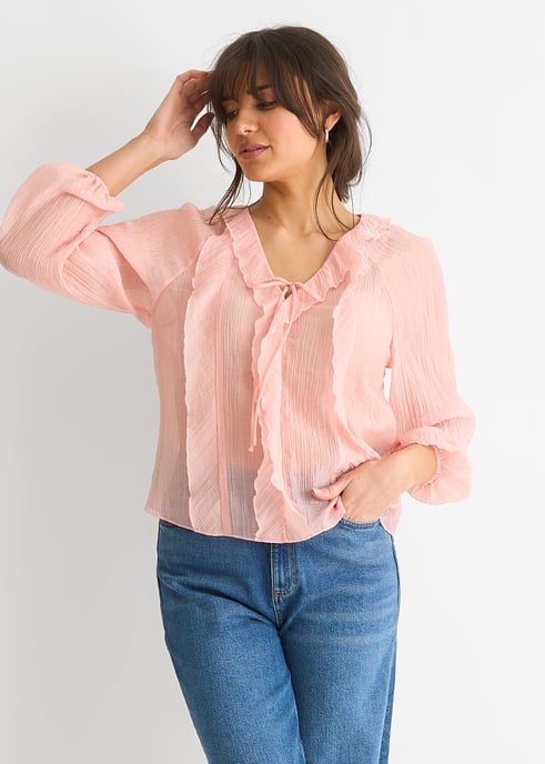 Bluse mit langen Ärmeln und Rüschendetail - Image 3