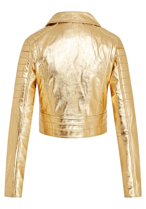 Goldene, verkürzte Brando-Bikerjacke aus Leder für Damen – Durban - Image 5