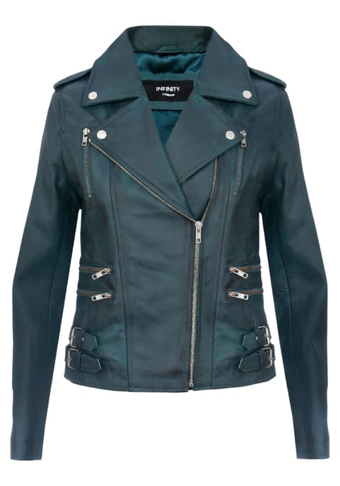 Damen Leder Blaugrün Brando Bikerjacke-Constantia - Image 2