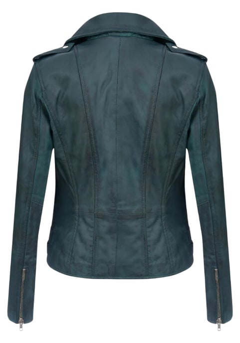 Damen Leder Blaugrün Brando Bikerjacke-Constantia - Image 5