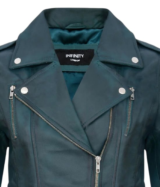 Damen Leder Blaugrün Brando Bikerjacke-Constantia - Image 6
