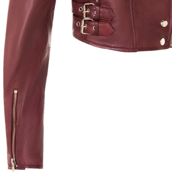 Burgunderrote kurze Brando-Bikerjacke aus Leder für Damen – Durban - Image 6