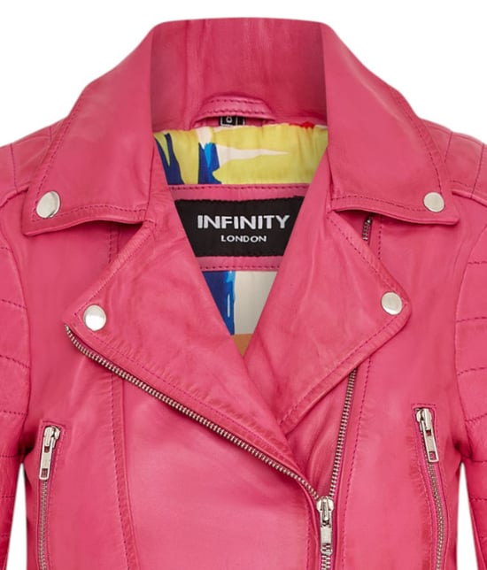 Damen-Bikerjacke aus Fuchsia-Pink mit verkürzter Brando-Optik, Bellville - Image 6