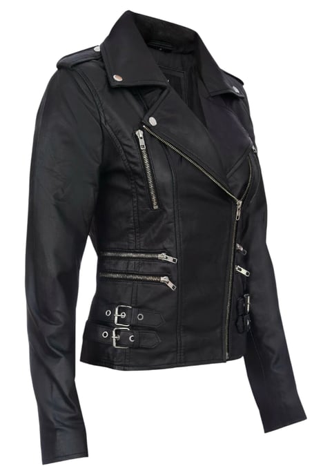Damen Leder Schwarz Brando Bikerjacke-Constantia - Image 4
