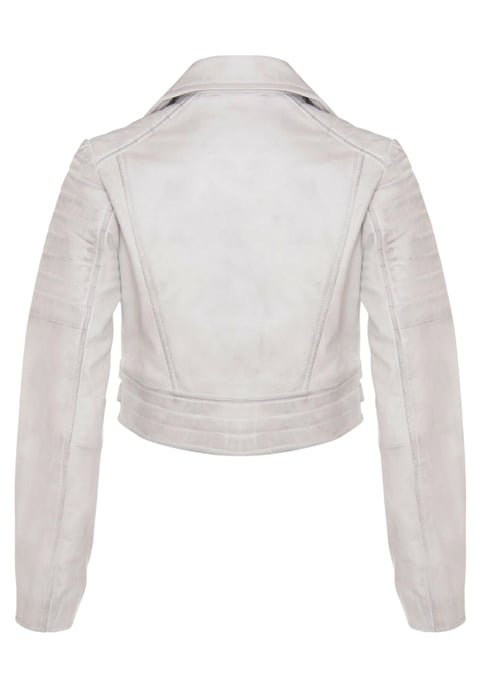 Weiße, kurze Brando-Bikerjacke aus Leder für Damen – Bellville - Image 5