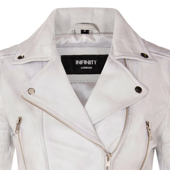 Weiße, kurze Brando-Bikerjacke aus Leder für Damen – Bellville - Image 6
