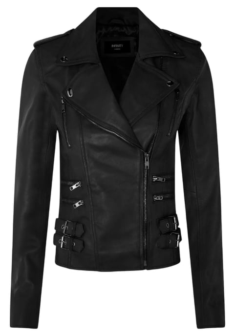 Damen Leder Matt Schwarz Brando Bikerjacke-Constantia - Image 2