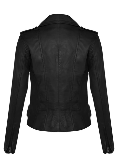Damen Leder Matt Schwarz Brando Bikerjacke-Constantia - Image 5