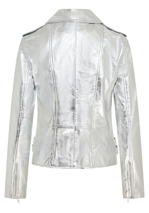 Damen Leder Silber Brando Bikerjacke-Constantia - Image 5