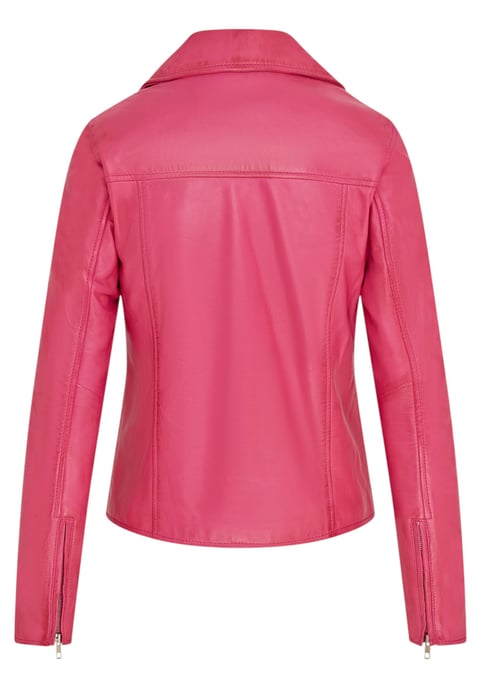 Klassische Brando Biker-Lederjacke für Damen in Fuchsie-Pink - Soweto - Image 5