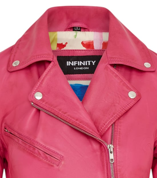 Klassische Brando Biker-Lederjacke für Damen in Fuchsie-Pink - Soweto - Image 6