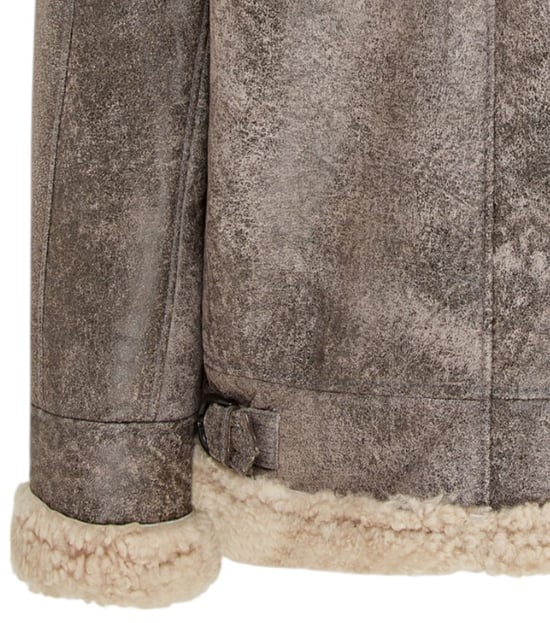 Herren Fliegerjacke aus Schaffellleder B3 WW2, grau, Houston - Image 6