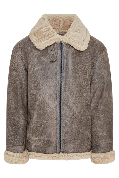 Herren Fliegerjacke B3 WW2 Schaffell Leder Grau-Paarl - Image 2