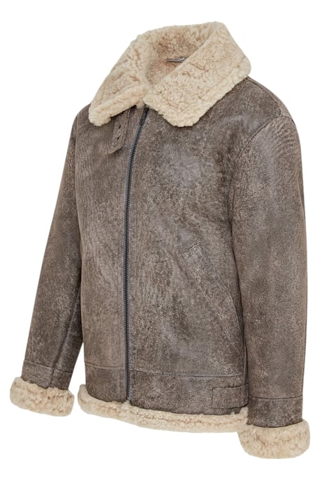 Herren Fliegerjacke B3 WW2 Schaffell Leder Grau-Paarl - Image 4