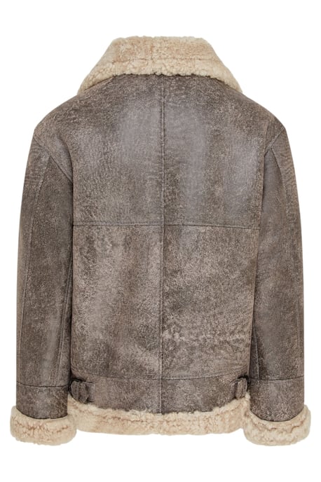 Herren Fliegerjacke B3 WW2 Schaffell Leder Grau-Paarl - Image 5