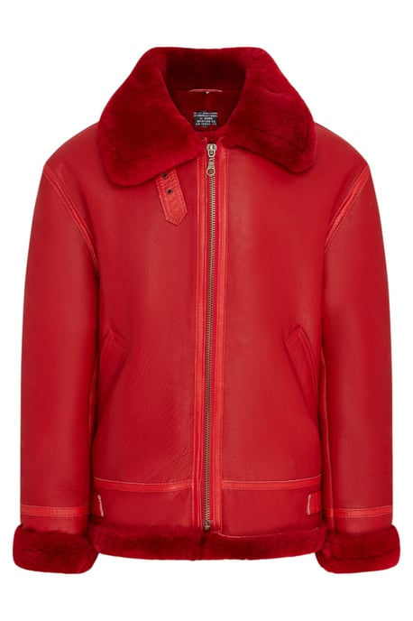 Rote B3 Bomberjacke aus Schaffell für Herren der RAF Aviator - Sibasa - Image 2