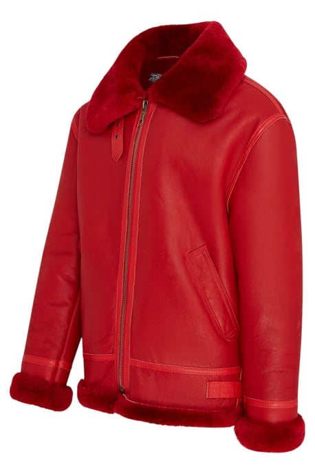 Rote B3 Bomberjacke aus Schaffell für Herren der RAF Aviator - Sibasa - Image 4