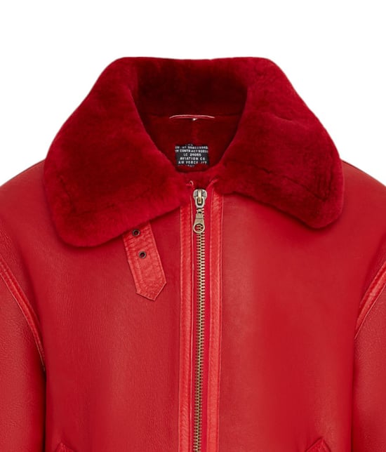 Rote B3 Bomberjacke aus Schaffell für Herren der RAF Aviator - Sibasa - Image 6