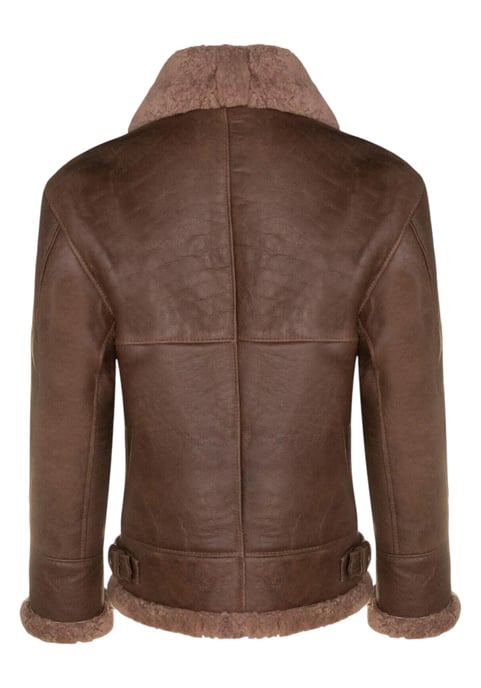 Herren Braun B3 WW2 Schaffell Leder Fliegerjacke-Paarl - Image 5