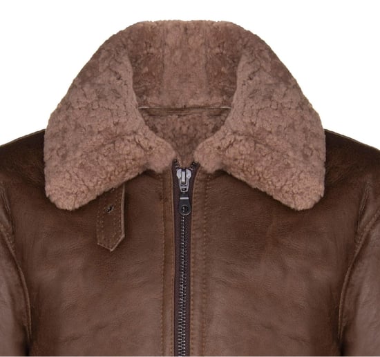 Herren Braun B3 WW2 Schaffell Leder Fliegerjacke-Paarl - Image 6
