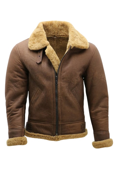 Herren Fliegerjacke aus Schaffellleder B3 aus dem 2. Weltkrieg, Ingwerbraun, Paar - Image 2