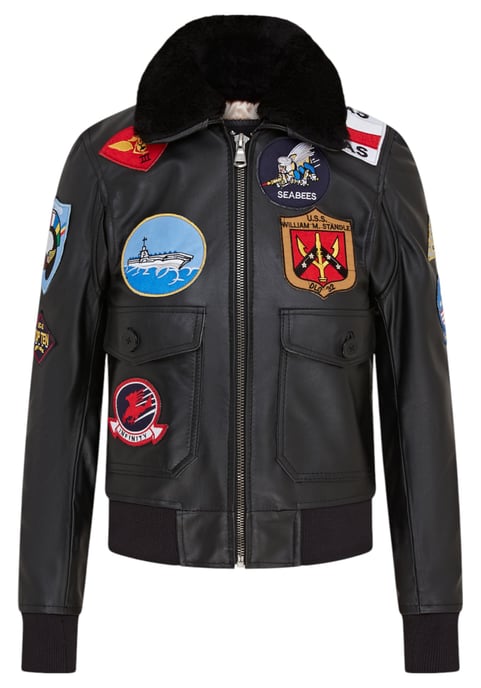 Schwarze A2 Top Gun Leder-Bomberjacke für Damen – Federn - Image 2