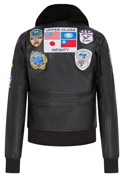 Schwarze A2 Top Gun Leder-Bomberjacke für Damen – Federn - Image 5