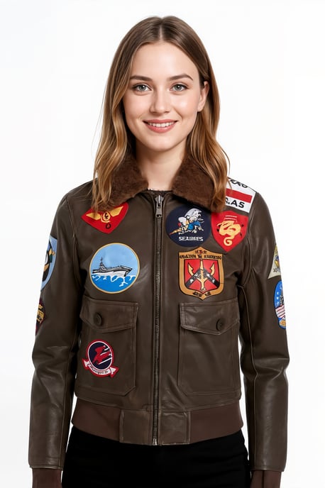 Schwarze A2 Top Gun Leder-Bomberjacke für Damen – Kimberley - Image 1