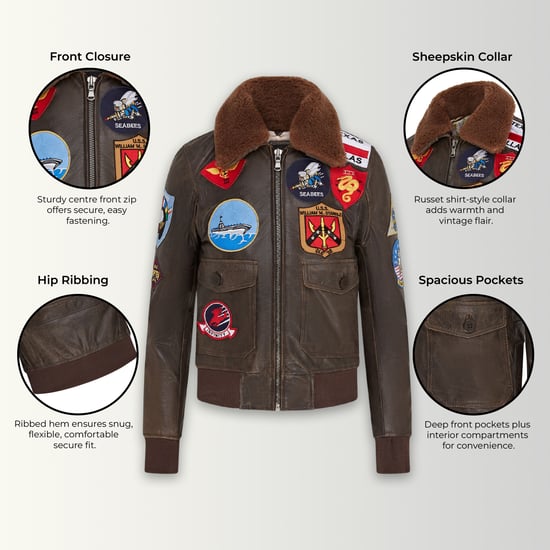 Schwarze A2 Top Gun Leder-Bomberjacke für Damen – Kimberley - Image 3
