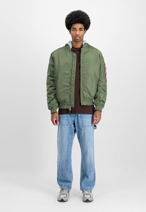 MA-1 Zip Hood Back Embroidery Bomber Jacket - Image 2