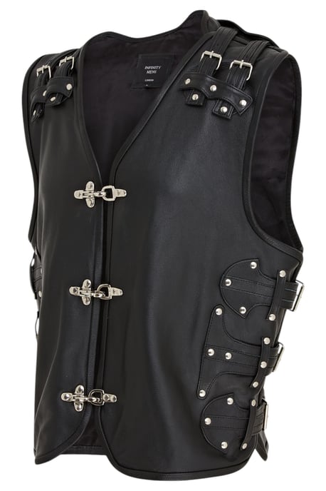 Schwarze Biker-Lederweste für Herren mit Metallschnallen - Pinetown - Image 4