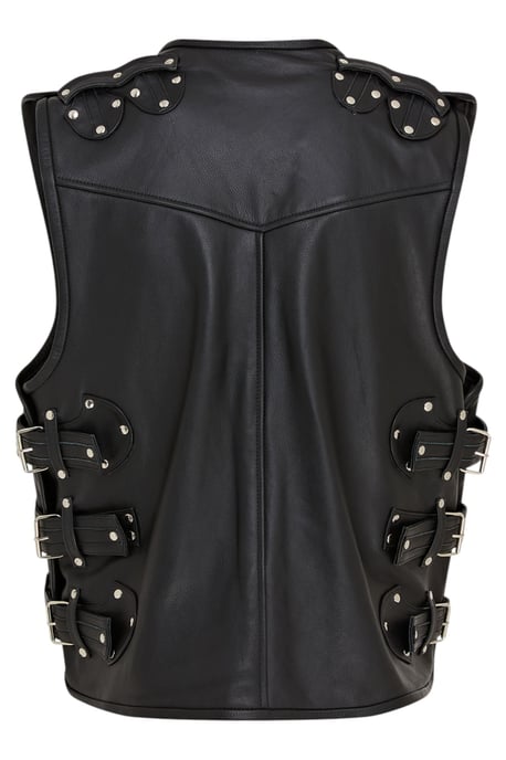 Schwarze Biker-Lederweste für Herren mit Metallschnallen - Pinetown - Image 5