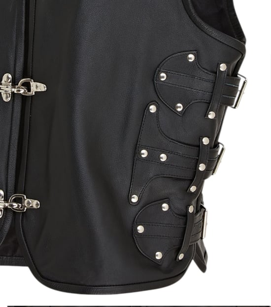 Schwarze Biker-Lederweste für Herren mit Metallschnallen - Coolgardie - Image 6