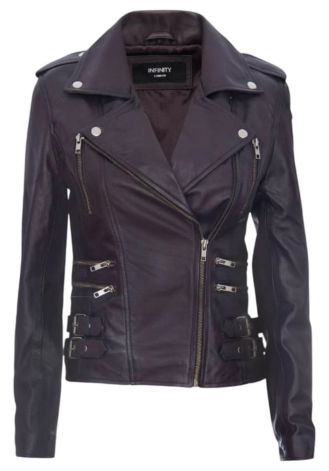 Damen Leder Lila Brando Bikerjacke-Constantia - Image 2